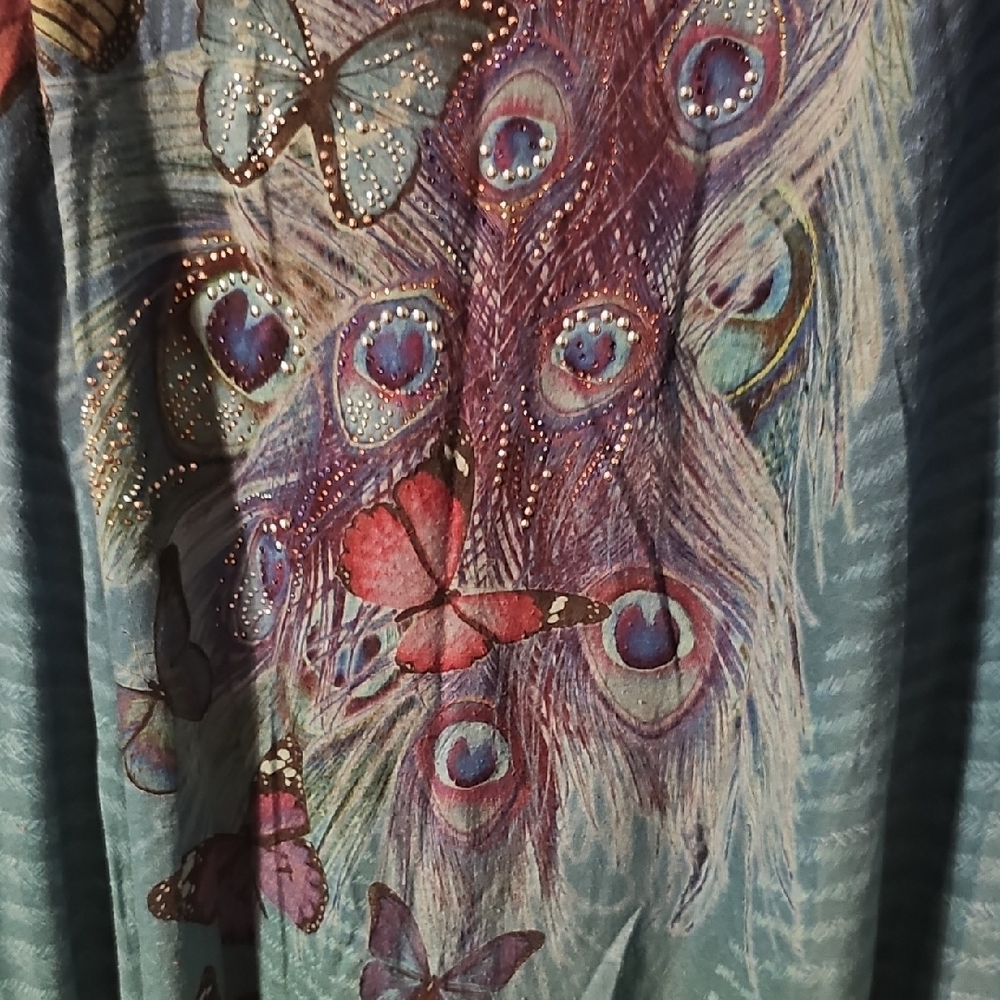 📢5 For $20 Artistic Blue Short Sleeve Graphic Blouse - Picture 4 of 5